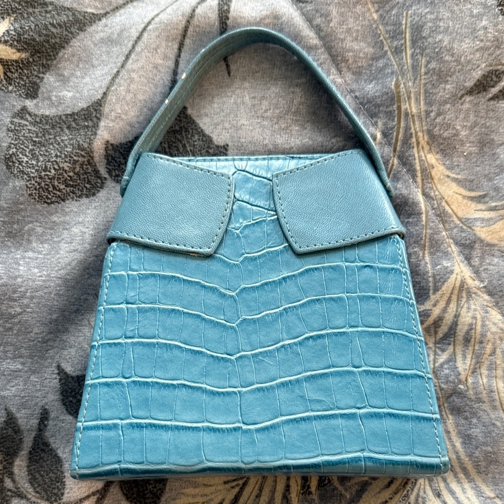 Fun Turquoise Blue Crocodile-Embossed Mini Handbag